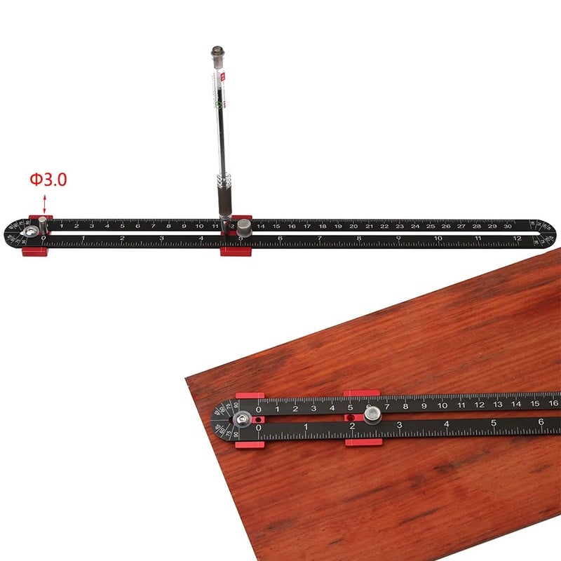 JCFANTS 300mm Woodworking Compass Tool, Large Compass Woodworking Scribing Circle, Carpenter Compass Ruler Marking Gauge Circle Marking Tool for Engineer Carpenter (Black) - Image 4